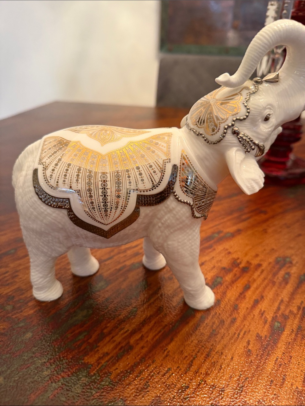 Lenox White Elephant Figurine with Gold and Silver Accents